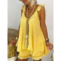 Women's Loungewear Sets Pure Color Basic Fashion Comfort Street Date Vacation Cotton Breathable Straps Sleeveless Strap Top Shorts Backless Spring Summer Black White Lightinthebox - thumbnail