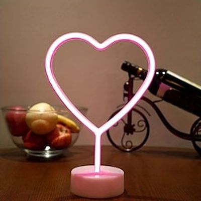 1pc, Neon Heart Light LED Neon Signs Night Light Room Decor Heart Shaped Light with Holder Base Table Neon Light for Bedroom Mother's Day Gift Lightinthebox