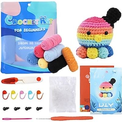 Beginner Crochet Kit Crochet Animal Kit and Knitting Starter Kit with Instruction tutorials and Video tutorials Peasy Yarn Hook Needle Accessories for Beginners and Lovers DIY Lightinthebox