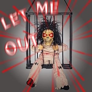 Halloween Decoration Ghosts in Prisoners' Cages Terrible Skull Props Electric Skull Toys Sparkling Eyes Sound Dolls Speakable Ghosts Halloween Hanging Ghosts Prisoners' Cages Ghosts miniinthebox