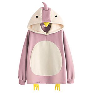 Women's Hoodie Sweatshirt Cartoon Color Block Animal Patchwork Daily Sports Active Streetwear Hoodies Sweatshirts  Blue Purple Yellow miniinthebox