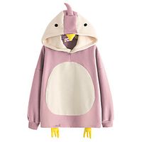 Women's Hoodie Sweatshirt Cartoon Color Block Animal Patchwork Daily Sports Active Streetwear Hoodies Sweatshirts  Blue Purple Yellow miniinthebox - thumbnail
