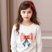 Christmas Girls' 3D Bow tie Tee Shirt Long Sleeve 3D Print Fall Winter Active Fashion Cute Polyester Kids 3-12 Years Crew Neck Outdoor Casual Daily Regular Fit miniinthebox - thumbnail