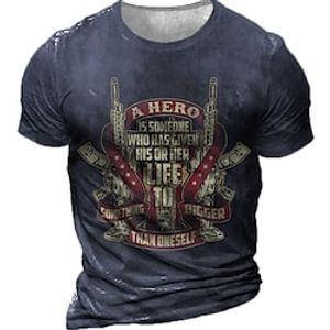 Men's Unisex T shirt Tee 3D Print Graphic Prints Letter Crew Neck Street Daily Print Short Sleeve Tops Designer Casual Vintage Big and Tall Black Army Green Brown / Summer / Summer miniinthebox