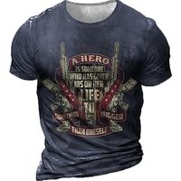 Men's Unisex T shirt Tee 3D Print Graphic Prints Letter Crew Neck Street Daily Print Short Sleeve Tops Designer Casual Vintage Big and Tall Black Army Green Brown / Summer / Summer miniinthebox - thumbnail