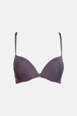 Womens Padded Push Up Plunge Bra  Violet