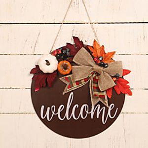 Fall Wreaths Burlap Bow Wall Hanging Doorplate Simulation Pumpkin Maple Leaf Thanksgiving Decoration for Home Decor Farmhouse Indoor Outdoor Window Autumn Thanksgiving Decoration miniinthebox