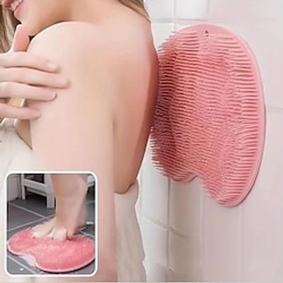 1pc Lazy Back Rub Bath Artifact, Bath Massage Tool, Back Bath Brush, Silicone Brush, Bathroom Massage Mat, Suction Cup Massager Attached To The Wall Lightinthebox