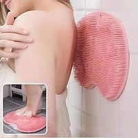 1pc Lazy Back Rub Bath Artifact, Bath Massage Tool, Back Bath Brush, Silicone Brush, Bathroom Massage Mat, Suction Cup Massager Attached To The Wall Lightinthebox - thumbnail