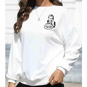Women's Sweatshirt The office Sweatshirt That's what she said Hoodie Pullover Cotton Letter Active Fashion Print White Blue Beige Casual Sports Round Neck Long Sleeve Micro-elastic Fall  Winter Lightinthebox