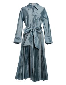 Teri Jon 3/4 Sleeves Pleated Skirt Trench Dress T-Length