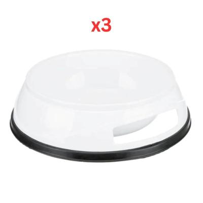 Trixie Basic Plastic Bowl With Non-Slip Base For Dogs White - 750ml (Pack Of 3)