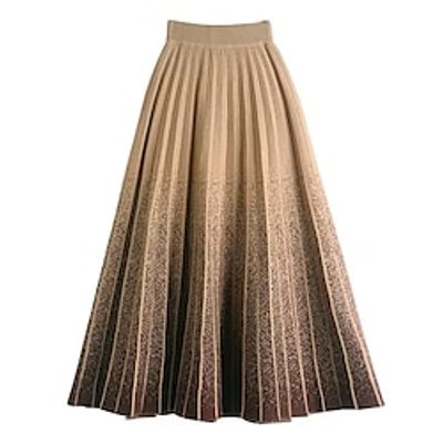 Women's Pleated Midi Knit Maillard Apricot Black Blue Khaki Skirts Fall Winter Fashion Elegant Daily Holiday S M L miniinthebox Women's Pleated Midi Knit Maillard Apricot Black Blue Khaki Skirts Fall Winter Fashion Elegant Daily Holiday S M L miniinthebox