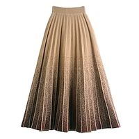 Women's Pleated Midi Knit Maillard Apricot Black Blue Khaki Skirts Fall  Winter Fashion Elegant Daily Holiday S M L miniinthebox - thumbnail