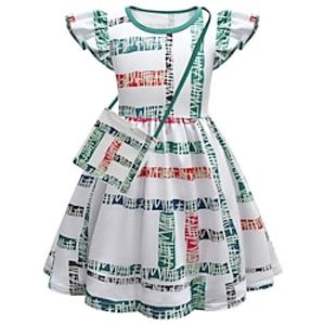 Kids Little Girls' Dress Stranger Things A Line Dress Performance Holiday Ruched Pleated Light Green Knee-length Short Sleeve Vintage Cute Dresses Regular Fit 3-12 Years miniinthebox