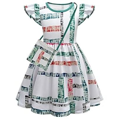 Kids Little Girls' Dress Stranger Things A Line Dress Performance Holiday Ruched Pleated Light Green Knee-length Short Sleeve Vintage Cute Dresses Regular Fit 3-12 Years miniinthebox