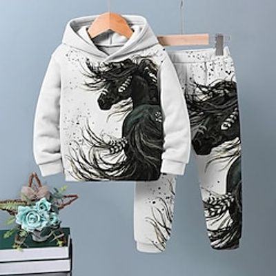 Girls' Boys 3D Horse Hoodie Sweatpants Set Long Sleeve 3D Printing Spring Fall Active Fashion Cute Polyester Kids 3-12 Years Hooded Outdoor Street Vacation Regular Fit Lightinthebox Girls' Boys 3D Horse Hoodie Sweatpants Set Long Sleeve 3D Printing Spring Fall Active Fashion Cute Polyester Kids 3-12 Years Hooded Outdoor Street Vacation Regular Fit Lightinthebox