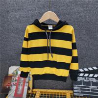 Boys yellow striped sweater 2020 spring and autumn new children's western style hooded tops girls fashionable autumn clothes