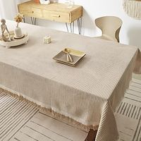 Cotton and Linen Japanese Style Waffle Solid Color Bedside Table Dust Cover Cloth, Coffee Table Mat, Floor Stand Tablecloth Lightinthebox - thumbnail