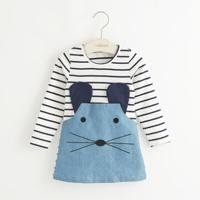 Striped Patchwork Character Girl Dresses