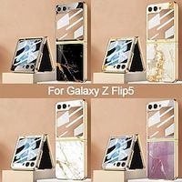Luxury Plating Painted Tempered Glass Case For Samsung Galaxy Z Flip 5 5G Flip5 Case With Outer Screen Protective Hard PC Cover miniinthebox - thumbnail