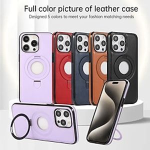 Phone Case For iPhone 15 Pro Max iPhone 14 13 12 11 Pro Max Plus Mini With Magsafe Ring Holder Magnetic Support Wireless Charging Retro TPU PU Leather Lightinthebox