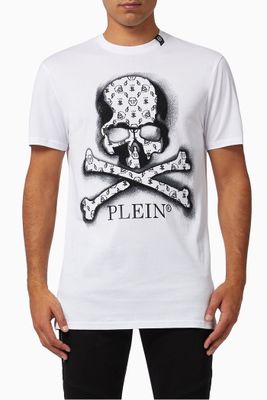 Iconic Skull Print T-shirt with Rhinestones