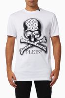 Iconic Skull Print T-shirt with Rhinestones - thumbnail