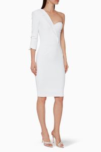 One-Shoulder Crêpe Midi Dress