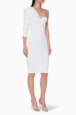 One-Shoulder Crêpe Midi Dress