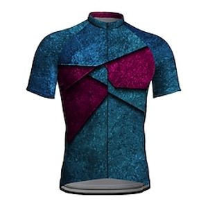 21Grams Men's Short Sleeve Cycling Jersey Bike Jersey Top with 3 Rear Pockets Mountain Bike MTB Road Bike Cycling Breathable Quick Dry Moisture Wicking Blue Spandex Polyester Sports Clothing Apparel Lightinthebox