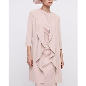 Shawls Women's Wrap Pure Elegant 3/4 Length Sleeve Stretch Fabric Wedding Wraps With Ruffles For Party Spring  Summer miniinthebox