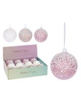 Homesmiths Christmas Ball 80mm Glitter Assorted 1 Piece Pink
