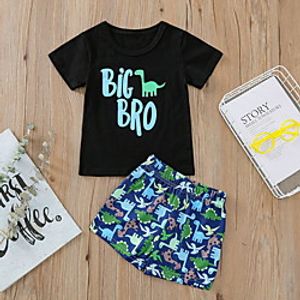 Kids Boys' Clothing Set Short Sleeve Black Dinosaur Print Print Casual Active Regular 2-6 Years miniinthebox