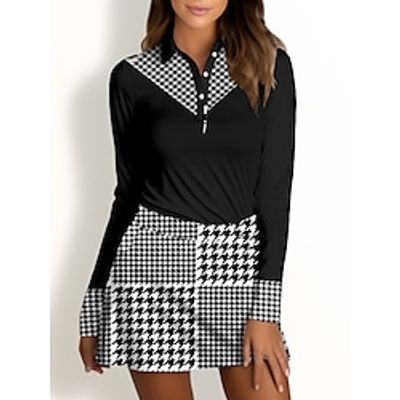 Women's Golf Polo Shirt Black Long Sleeve Sun Protection Top Fall Winter Ladies Golf Attire Clothes Outfits Wear Apparel miniinthebox