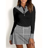 Women's Golf Polo Shirt Black Long Sleeve Sun Protection Top Fall Winter Ladies Golf Attire Clothes Outfits Wear Apparel miniinthebox - thumbnail