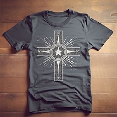 Cross Gray T shirt Tee Men's Graphic Cotton Blend Shirt Sports Classic Shirt Short Sleeve Comfortable Tee Sports Outdoor Holiday Summer Fashion Designer Clothing S M L XL XXL XXXL Lightinthebox