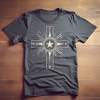 Cross Gray T shirt Tee Men's Graphic Cotton Blend Shirt Sports Classic Shirt Short Sleeve Comfortable Tee Sports Outdoor Holiday Summer Fashion Designer Clothing S M L XL XXL XXXL Lightinthebox - thumbnail