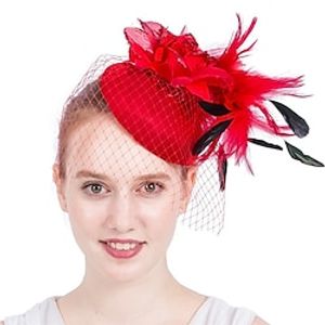 Fascinators Fabric Kentucky Derby Church Cocktail Retro Elegant With Feather Floral Headpiece Headwear Lightinthebox