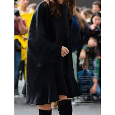 Women's Sweatshirt Dress Casual Dress Mini Dress Active Daily Vacation Going out Weekend Crew Neck Design Pure Color Regular Fit Black Apricot Gray L XL XXL 3XL 4XL Lightinthebox