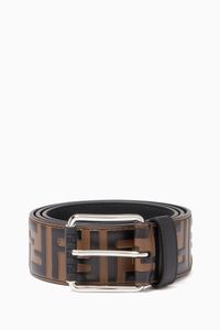 Brown FF Embossed Leather Belt