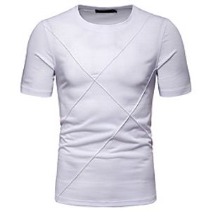 Men's T shirt non-printing Solid Colored Patchwork Short Sleeve Casual Tops Simple Casual White Black Dark Gray miniinthebox
