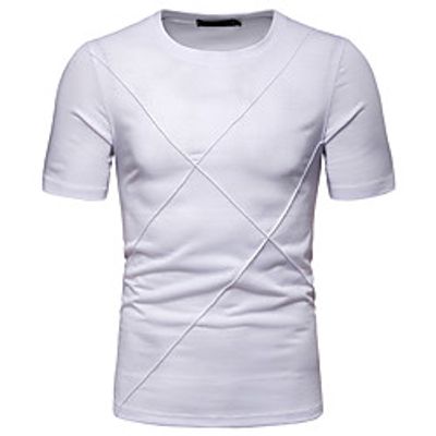 Men's T shirt non-printing Solid Colored Patchwork Short Sleeve Casual Tops Simple Casual White Black Dark Gray miniinthebox