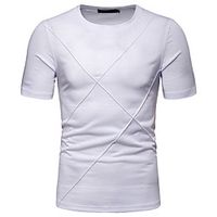 Men's T shirt non-printing Solid Colored Patchwork Short Sleeve Casual Tops Simple Casual White Black Dark Gray miniinthebox - thumbnail