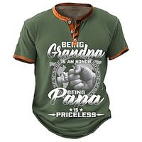 Graphic Hand Fashion Retro Vintage Classic Men's 3D Print T shirt Tee Henley Shirt Papa T Shirt Sports Outdoor Holiday Going out T shirt Blue Army Green Dark Blue Short Sleeve Henley Shirt Spring Lightinthebox - thumbnail