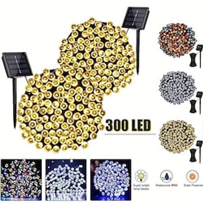 Solar Christmas Lights, 1000500300 LED Solar String Lights Outdoor Waterproof, 8 Modes Solar Lights for Christmas Tree, Halloween, Gardens, Party, Xmas, Outdoors Lightinthebox