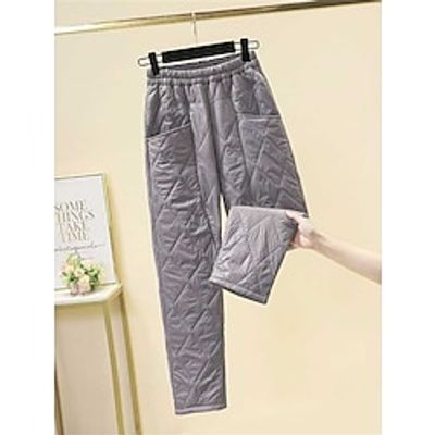 Women's Down Pants Pants Trousers Straight Full Length Fashion Streetwear Home Street Grey Black M L Fall Winter Lightinthebox