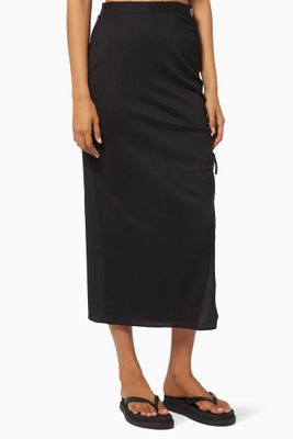Maxi Skirt in Textured Polyester Maxi Skirt in Textured Polyester