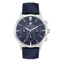 Beverly Hills Polo Club Men's Multi Function Display Watch & Leather Strap, Dark Blue - BP3368X.399