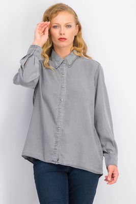 Womens Denim Style Soft Shirt Grey Womens Denim Style Soft Shirt Grey